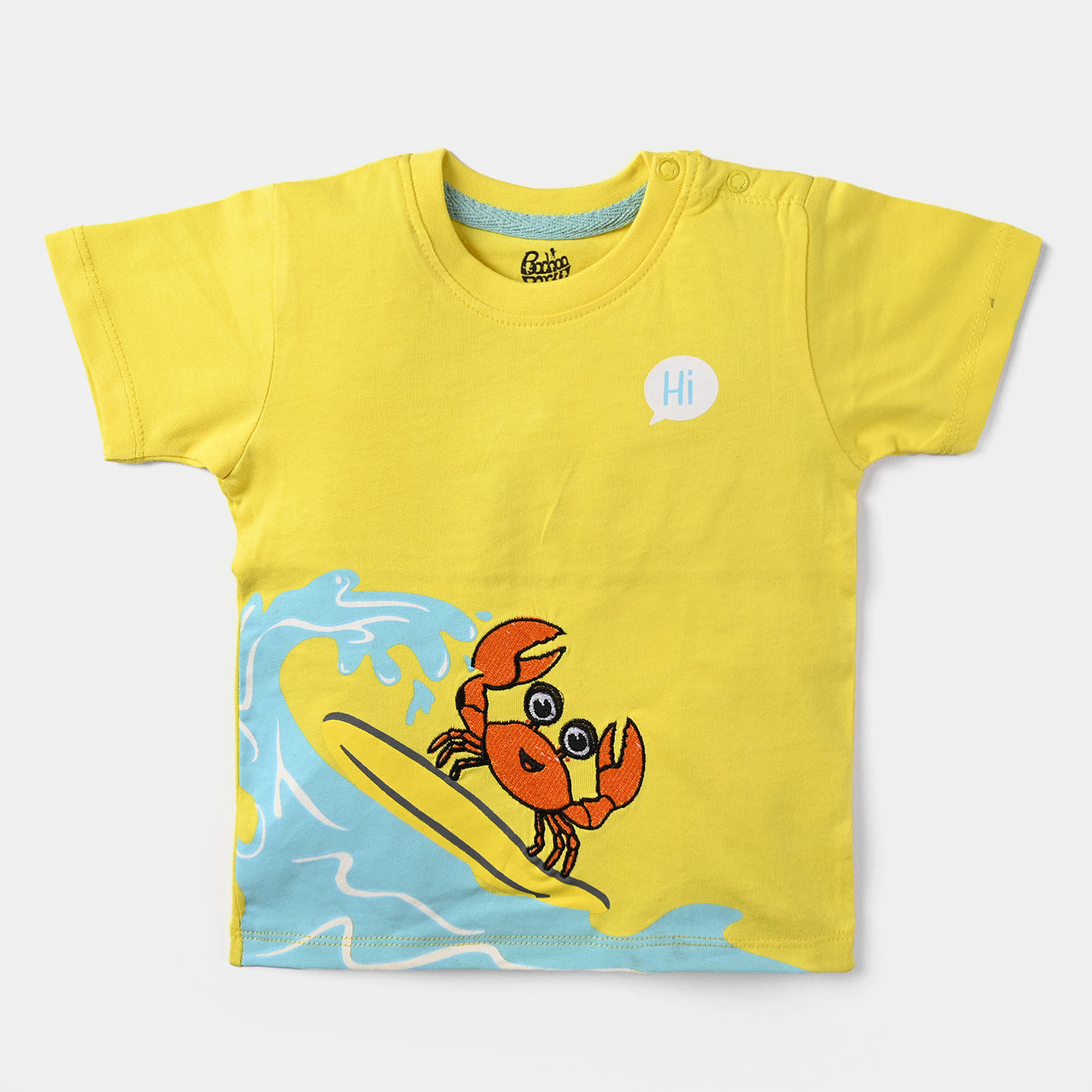 Infant Boys Cotton Jersey Round Neck T-Shirt Crab-B | Yellow