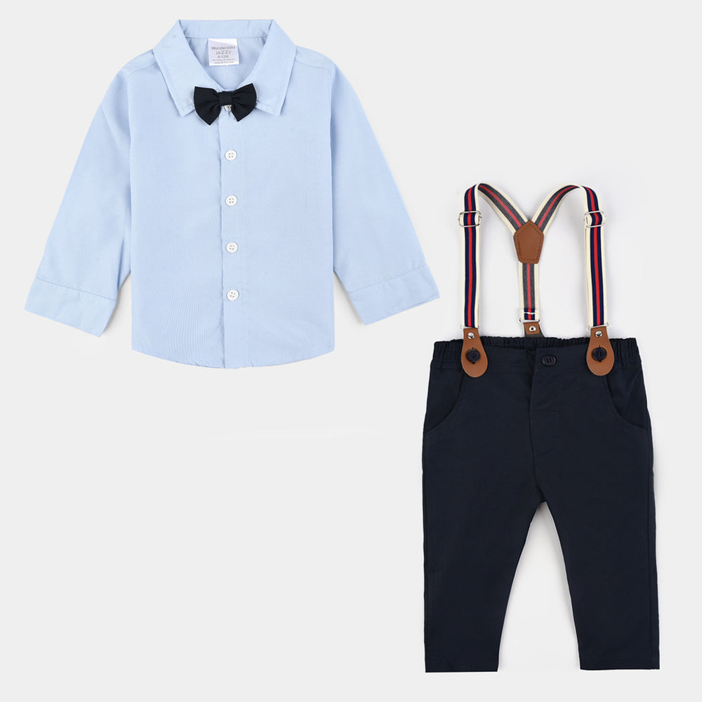 Infant Boys Cotton Interlock Suit-NAVY/BLUE