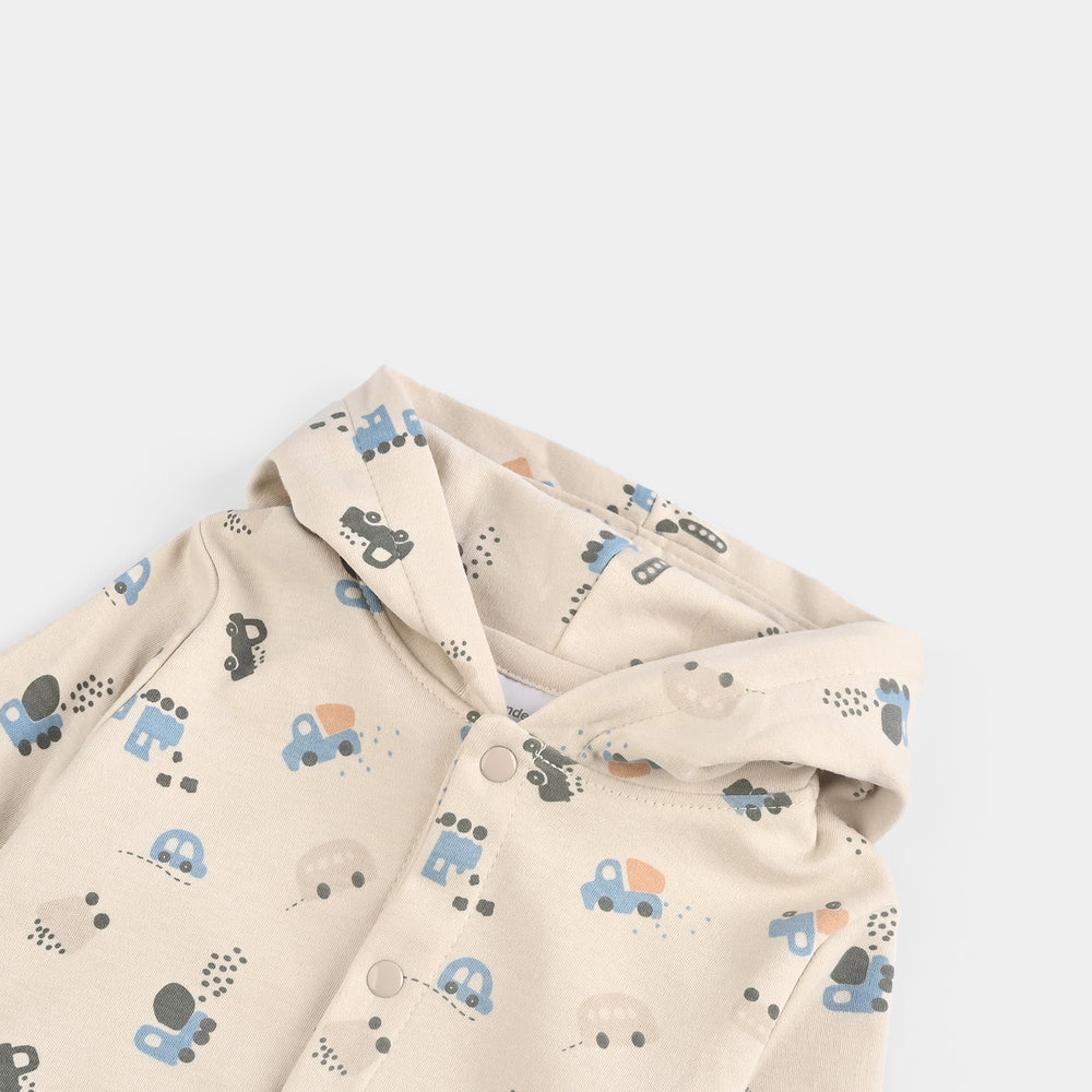 Infant Boys Cotton Interlock Romper-BEIGE