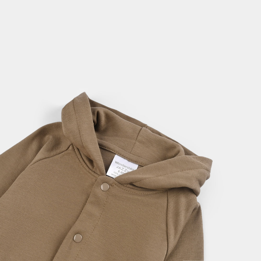 Infant Boys Cotton Interlock Romper-BROWN