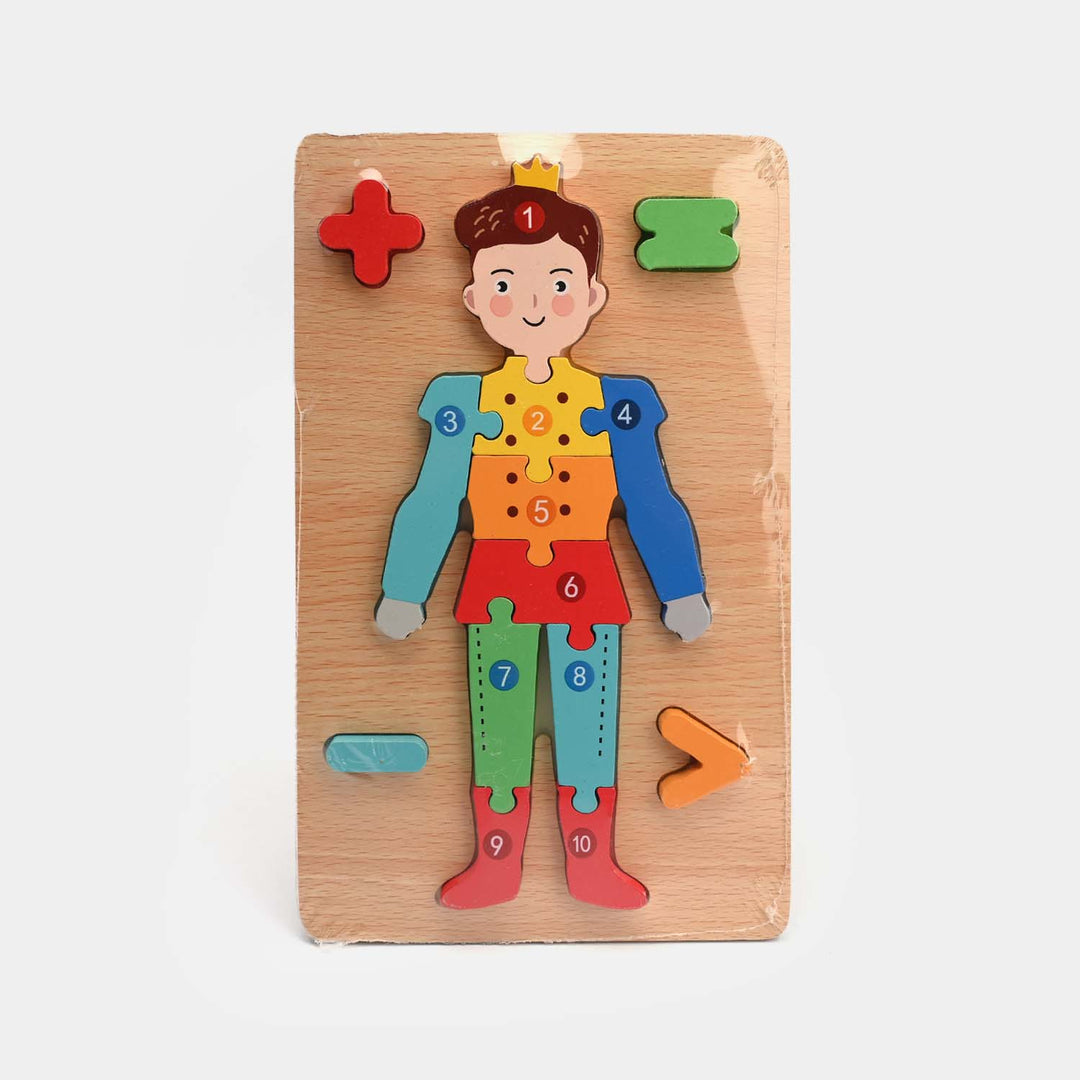 Wooden Number Puzzle – 3D Boy-Shaped Educational Toy