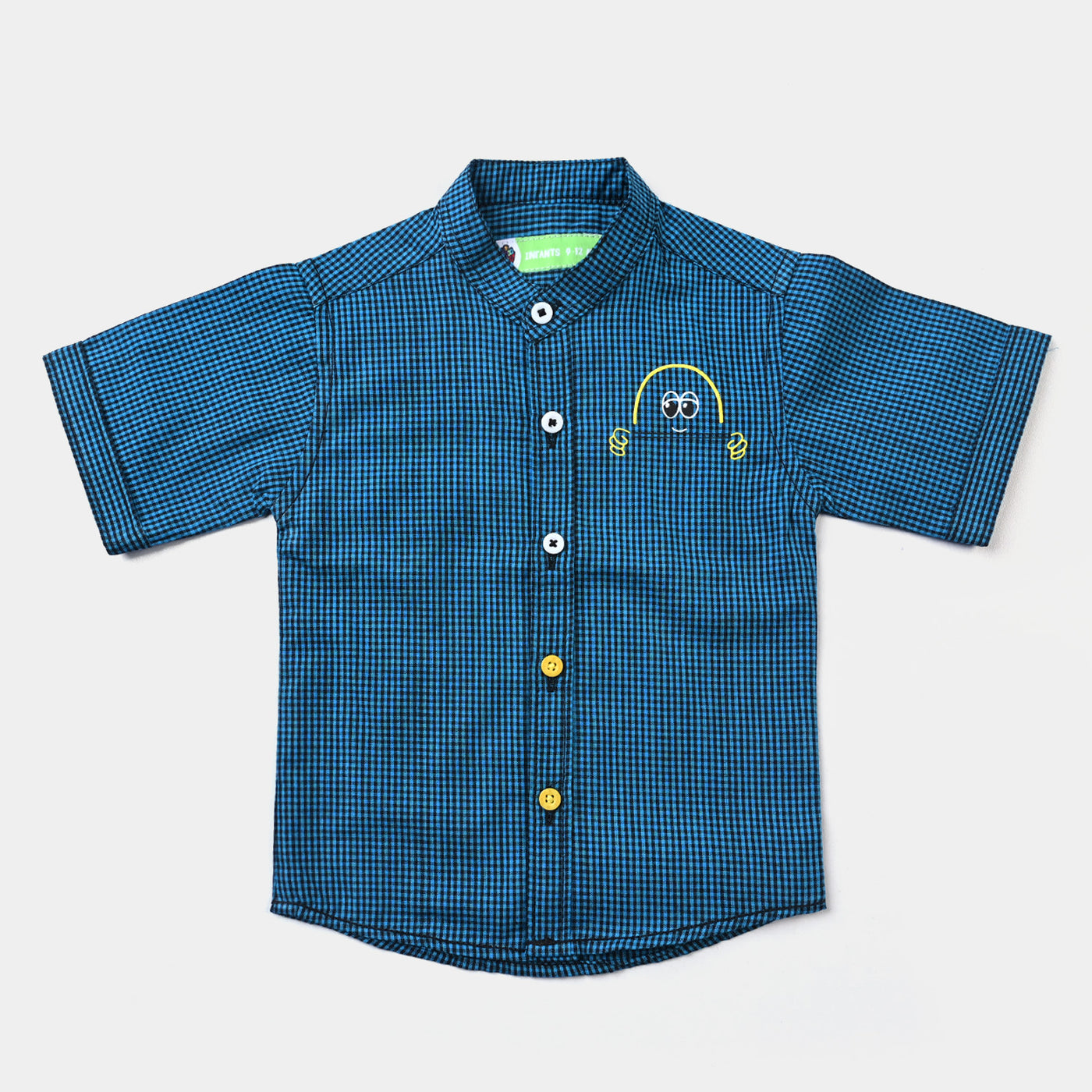 Infant Boys Yarn Dyed Basic Casual Shirt (Super Cool)-Blue