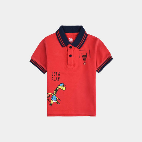 Infant Boys Cotton PK Polo Let's Play-HR.Red