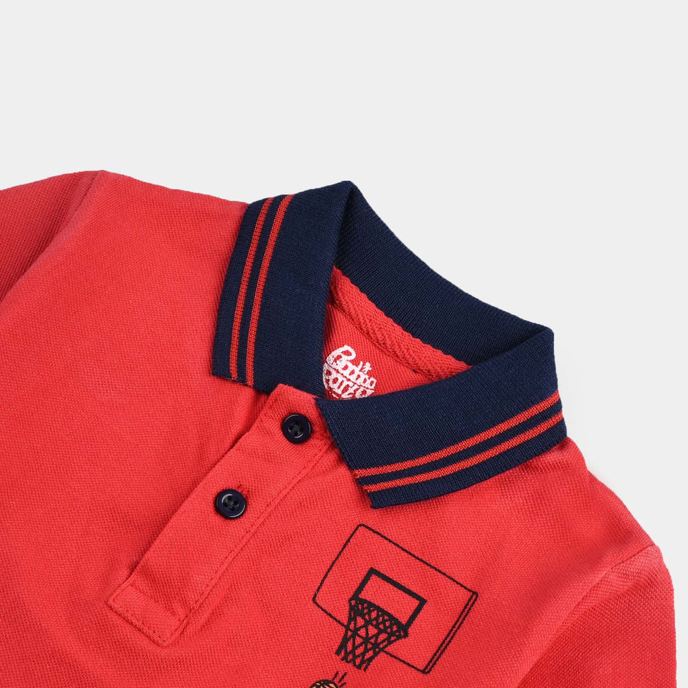 Infant Boys Cotton PK Polo Let's Play-HR.Red