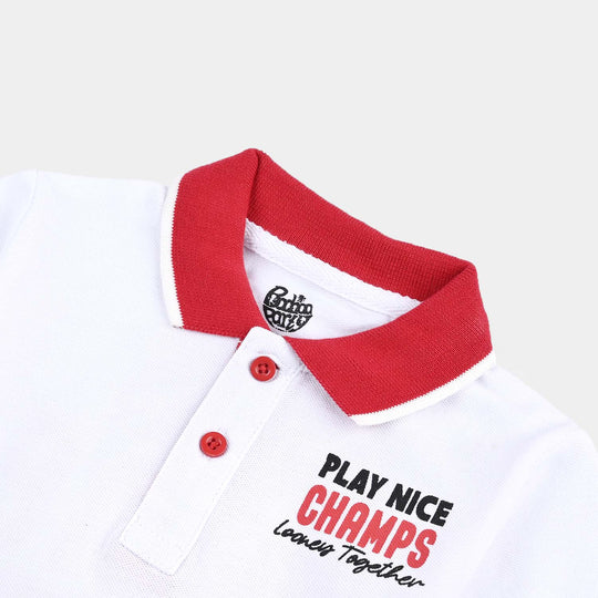 Infant Boys Cotton PK Polo-White