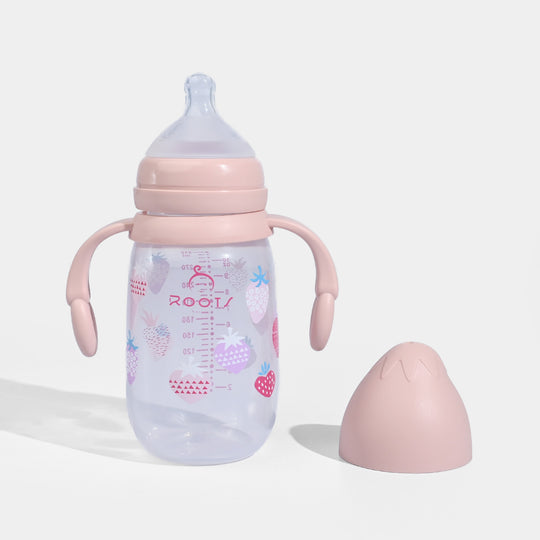 Roots Wide Neck Feeder Bottle 310ml - Pink  (J1009)