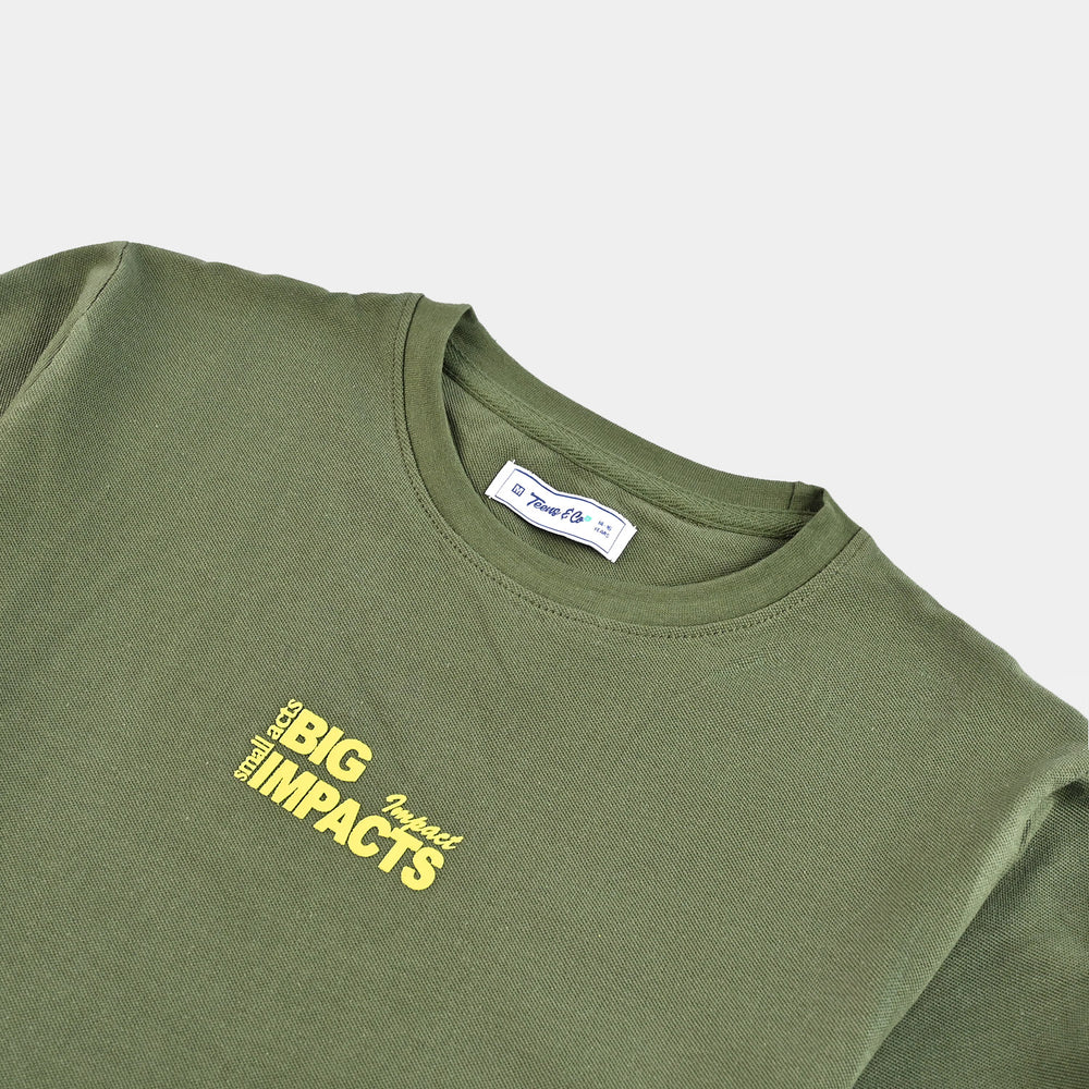 Teen Boys Jumbo Pique Tee Big Impact-Chive
