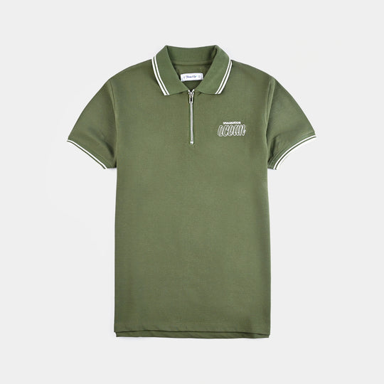 Teen Boys Jacquard Polo-Chive