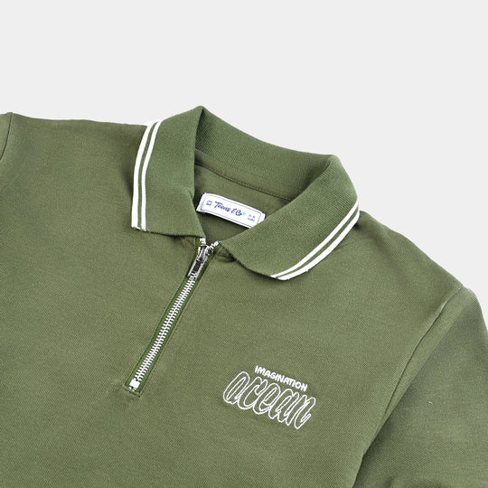 Teen Boys Jacquard Polo-Chive