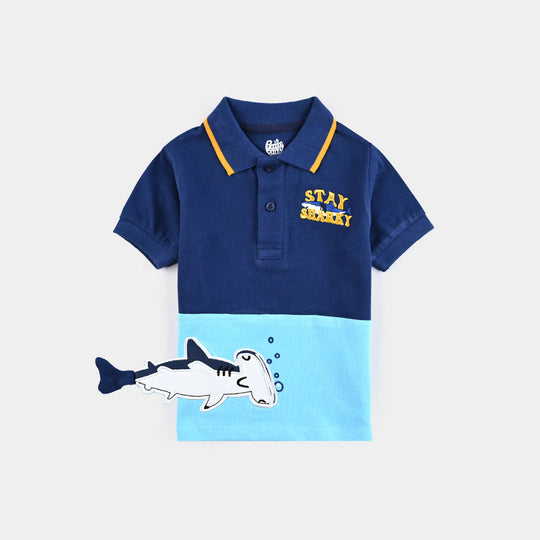 Infant Boys Jumbo Pique Polo Stay Shark