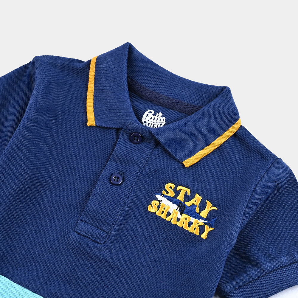 Infant Boys Jumbo Pique Polo Stay Shark
