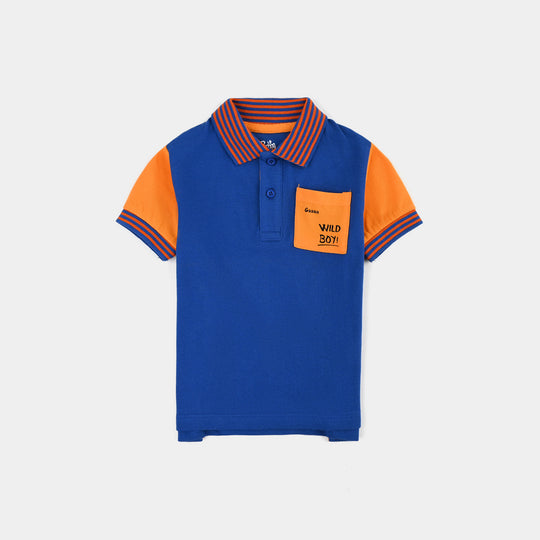 Infant Boys Jumbo Pique Polo Lion-C.Blue