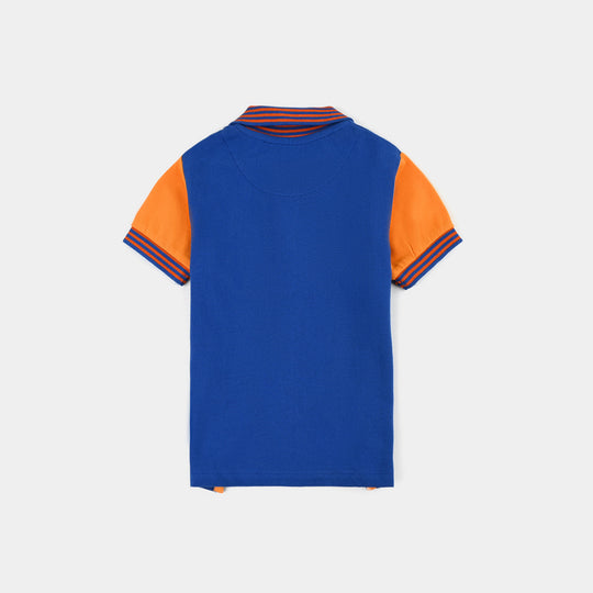 Infant Boys Jumbo Pique Polo Lion-C.Blue