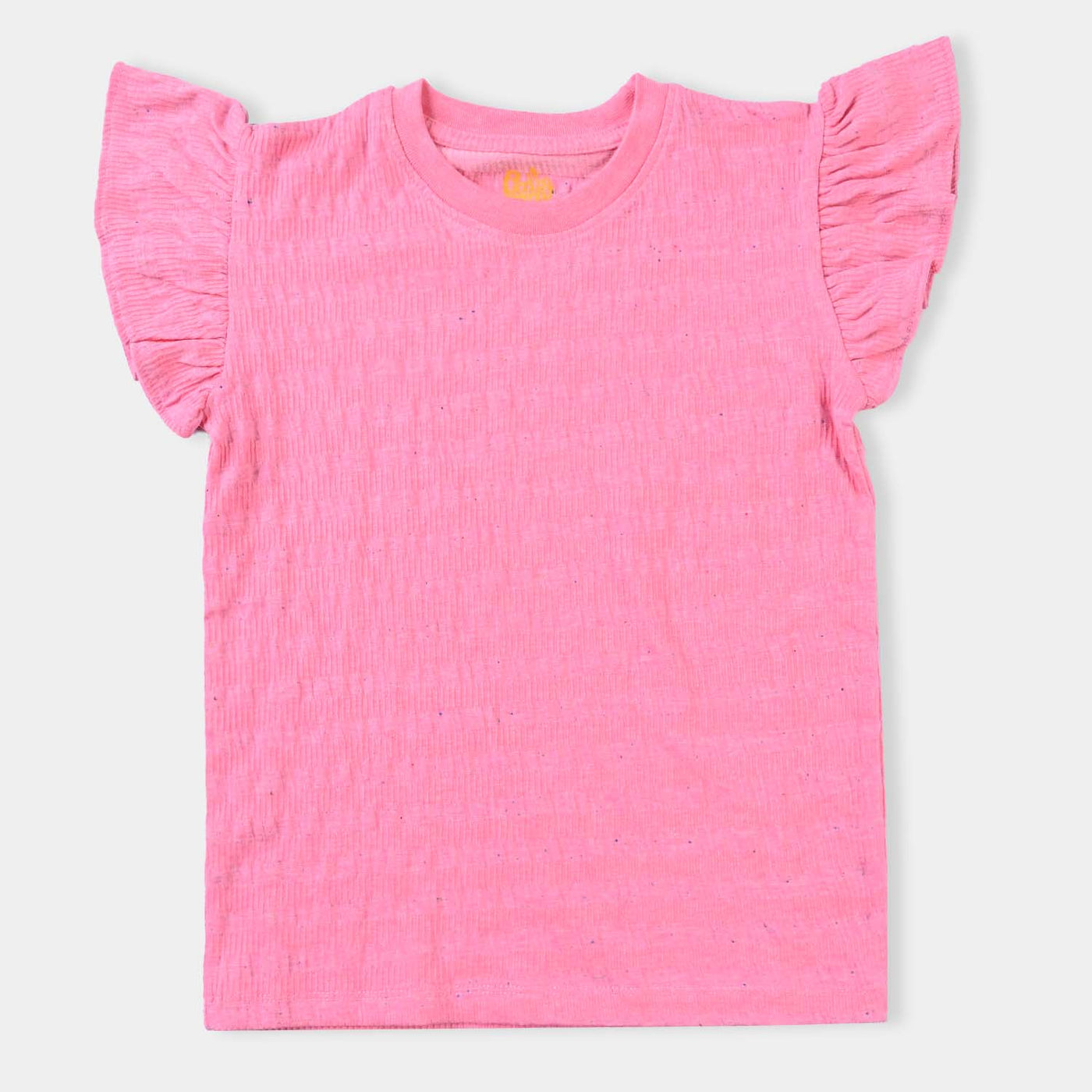 Girls Cotton Jersey T-Shirt H/S Texture-Hot Pink