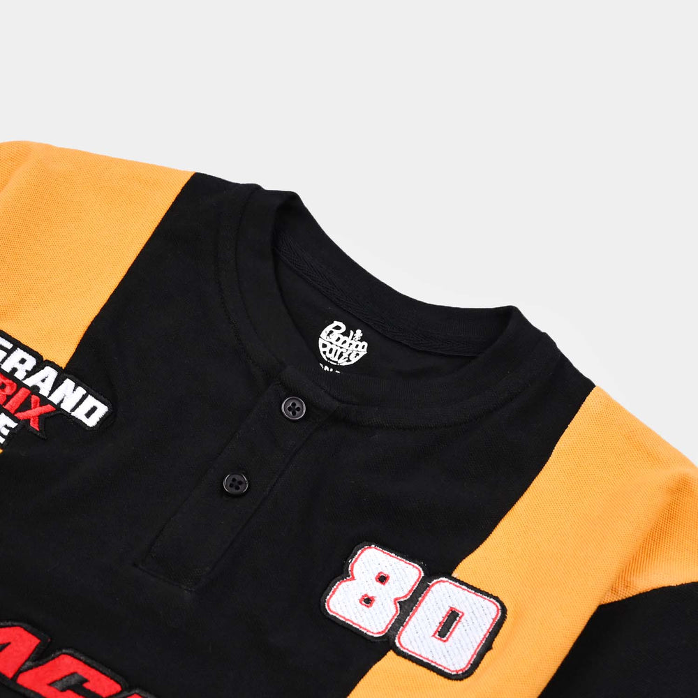 Boys Jumbo Pique T-Shirt H/S Game On-Black/Orange