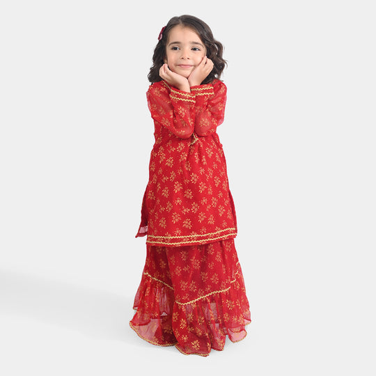 Girls Chiffon 2Pcs Little Gold-RED