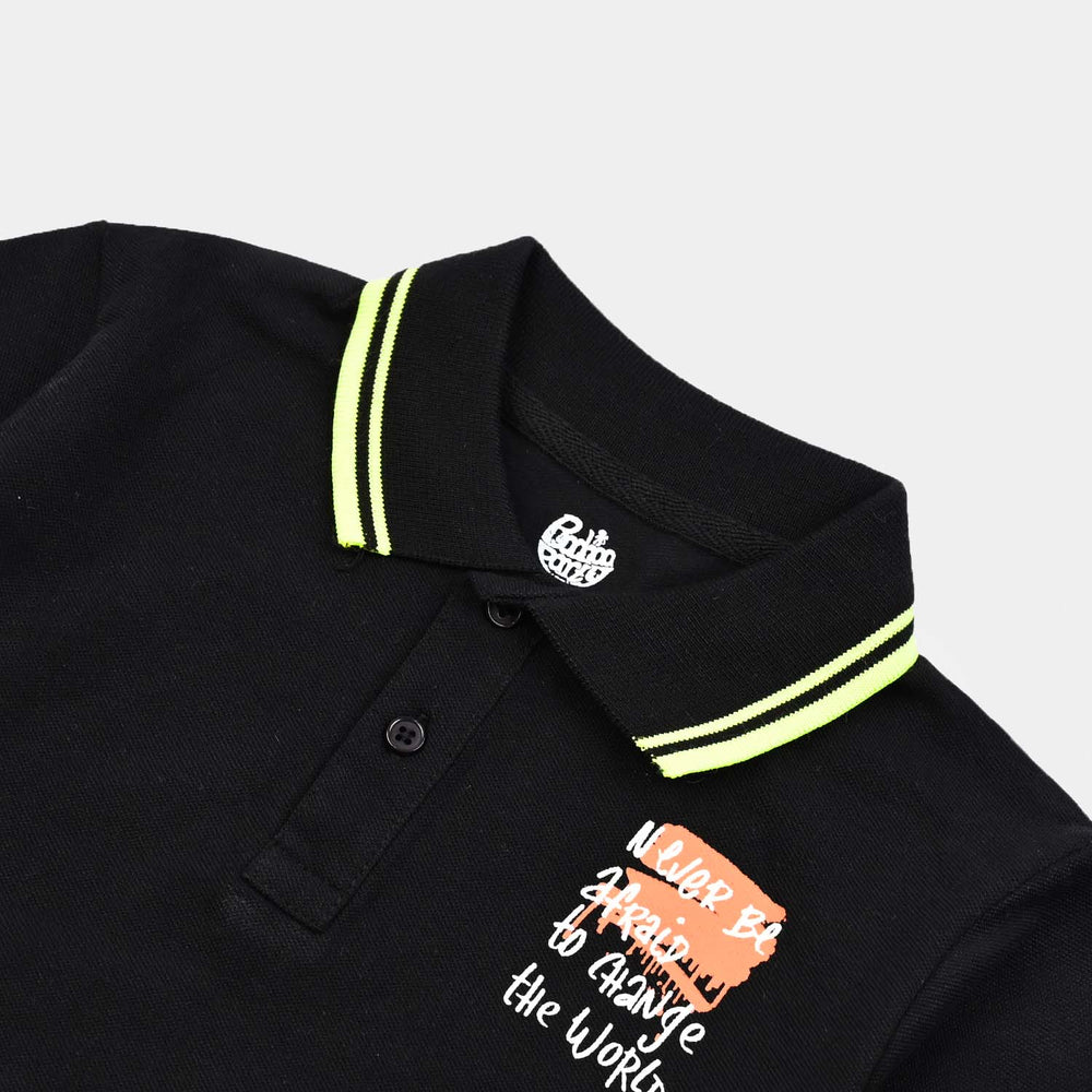 Boys Cotton PK Polo Attitude-Jet Black