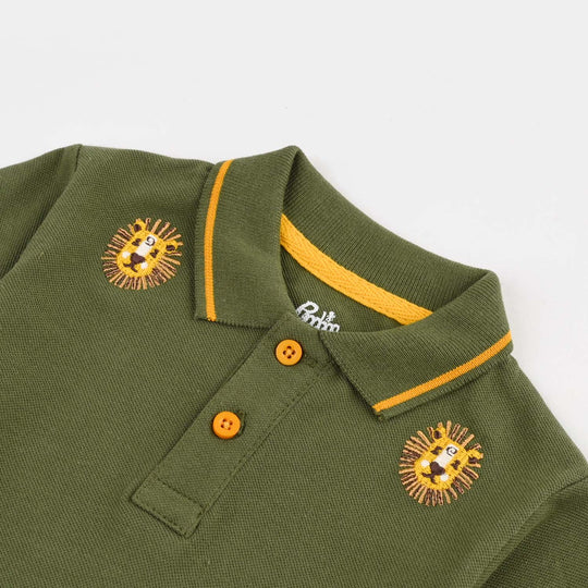 Infant Boys Jumbo Pique Polo Lion Face