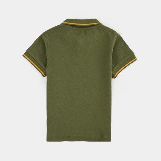 Infant Boys Jumbo Pique Polo Lion Face