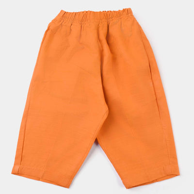 Infants Boys Cotton Slub Shalwar Suit (DAMASK)-B.Orange