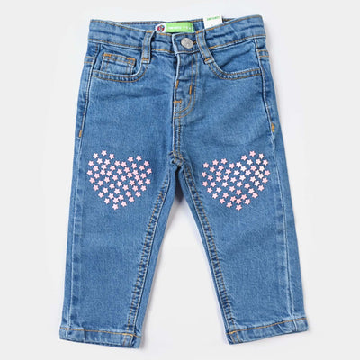 Infant Girls Denim Stretch Pant Stars In Hearts-Ice Blue