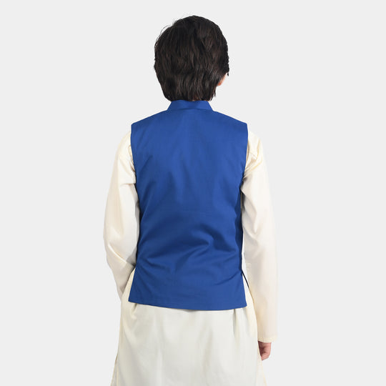 Boys Cotton Poplin Waist coat (Front PKT)-BLUE