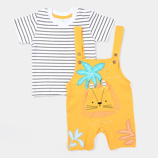 Infant Boys Cotton Jersey Knitted 2PC Set Suit Lion-White