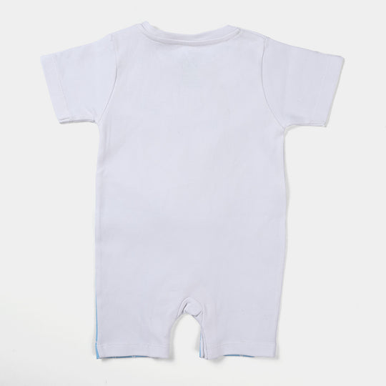 Infant Boys Cotton Interlock Knitted Romper Crab-White