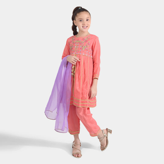 Girls Raw Silk 4Pcs Rashk-E- Chaman-Paradise Pink