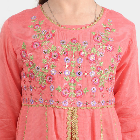 Girls Raw Silk 4Pcs Rashk-E- Chaman-Paradise Pink