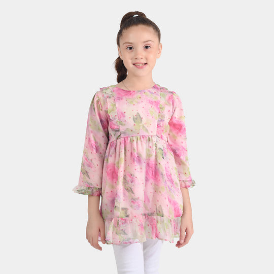 Girls Chiffon Casual Frock Neon Star-Multi
