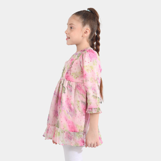 Girls Chiffon Casual Frock Neon Star-Multi
