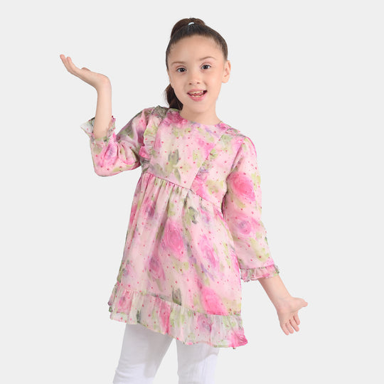Girls Chiffon Casual Frock Neon Star-Multi