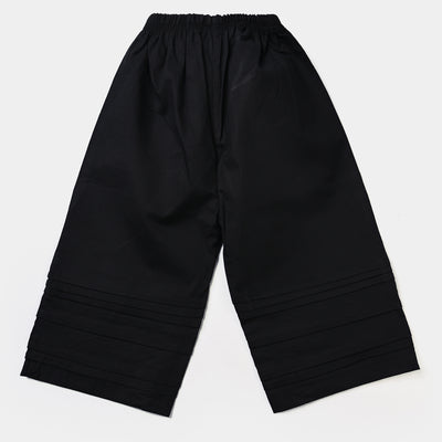 Infant Girls Cotton Pleated Culottes-BLACK