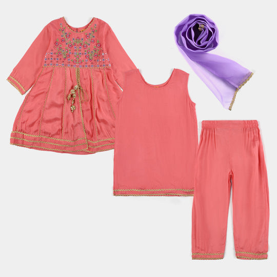 Girls Raw Silk 4Pcs Rashk-E- Chaman-Paradise Pink