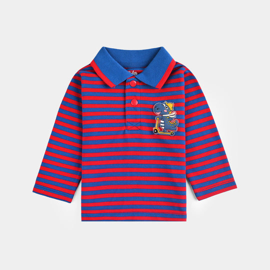 Infant Boys Jumbo Pique Polo F/S Fun Dino-C.Blue