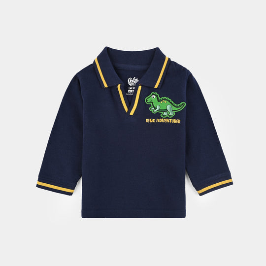 Infant Boys Jumbo Pique Polo F/S Dino-NAVY