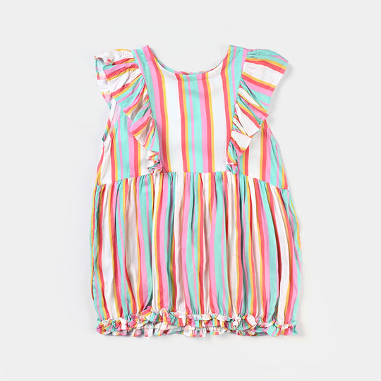 Girls Viscose Casual Frock-Multi