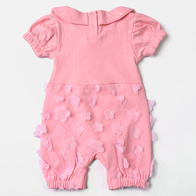 Infant Girls Cotton Interlock Knitted Romper-C.Pink
