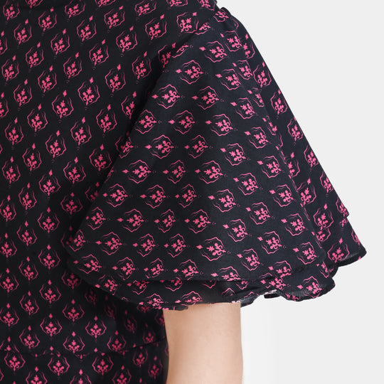 Girls Cotton Poplin Jumpsuit Pink Fauna-Multi