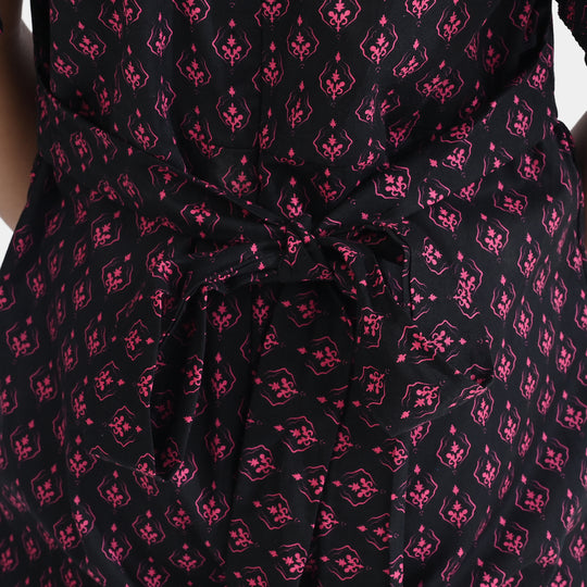 Girls Cotton Poplin Jumpsuit Pink Fauna-Multi