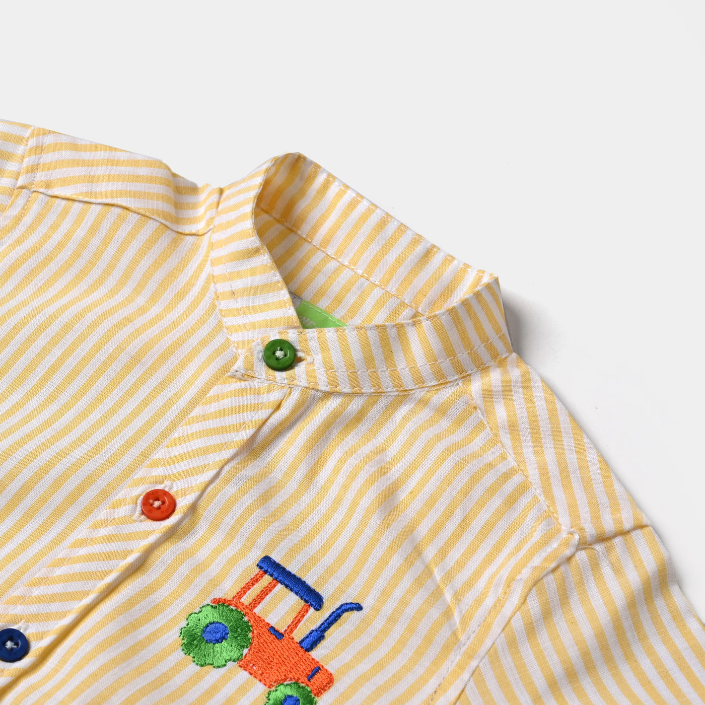 Infant Boys Yarn Dyed Basic Casual Shirt (TRUCK)-Yellow