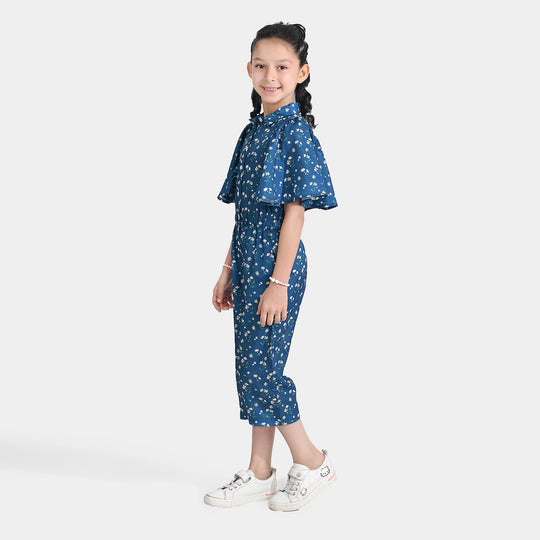 Girls Poly Mesh Jump Suit Blue Bell-Multi