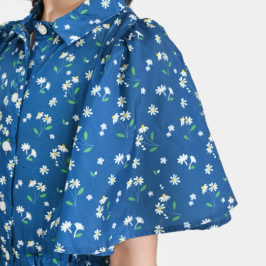 Girls Poly Mesh Jump Suit Blue Bell-Multi