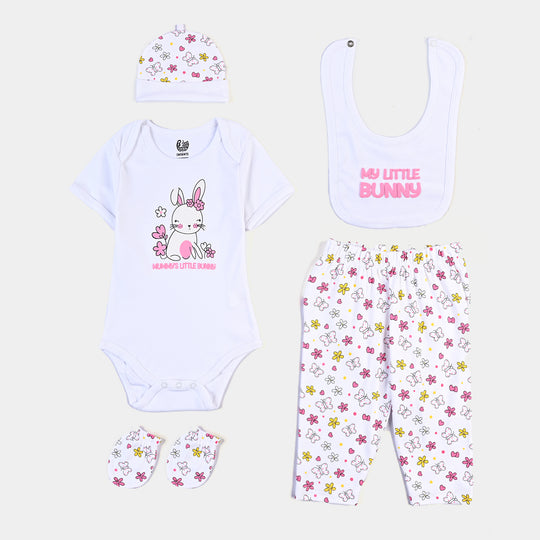 Infant Girls Cotton Interlock 5 Piece Set-S.White