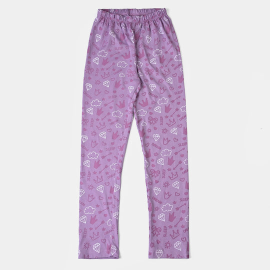 Girls Poly Cotton Jersey Night Suit I Woke Up Like this-Tulip