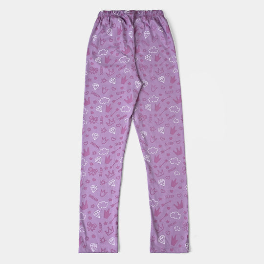 Girls Poly Cotton Jersey Night Suit I Woke Up Like this-Tulip