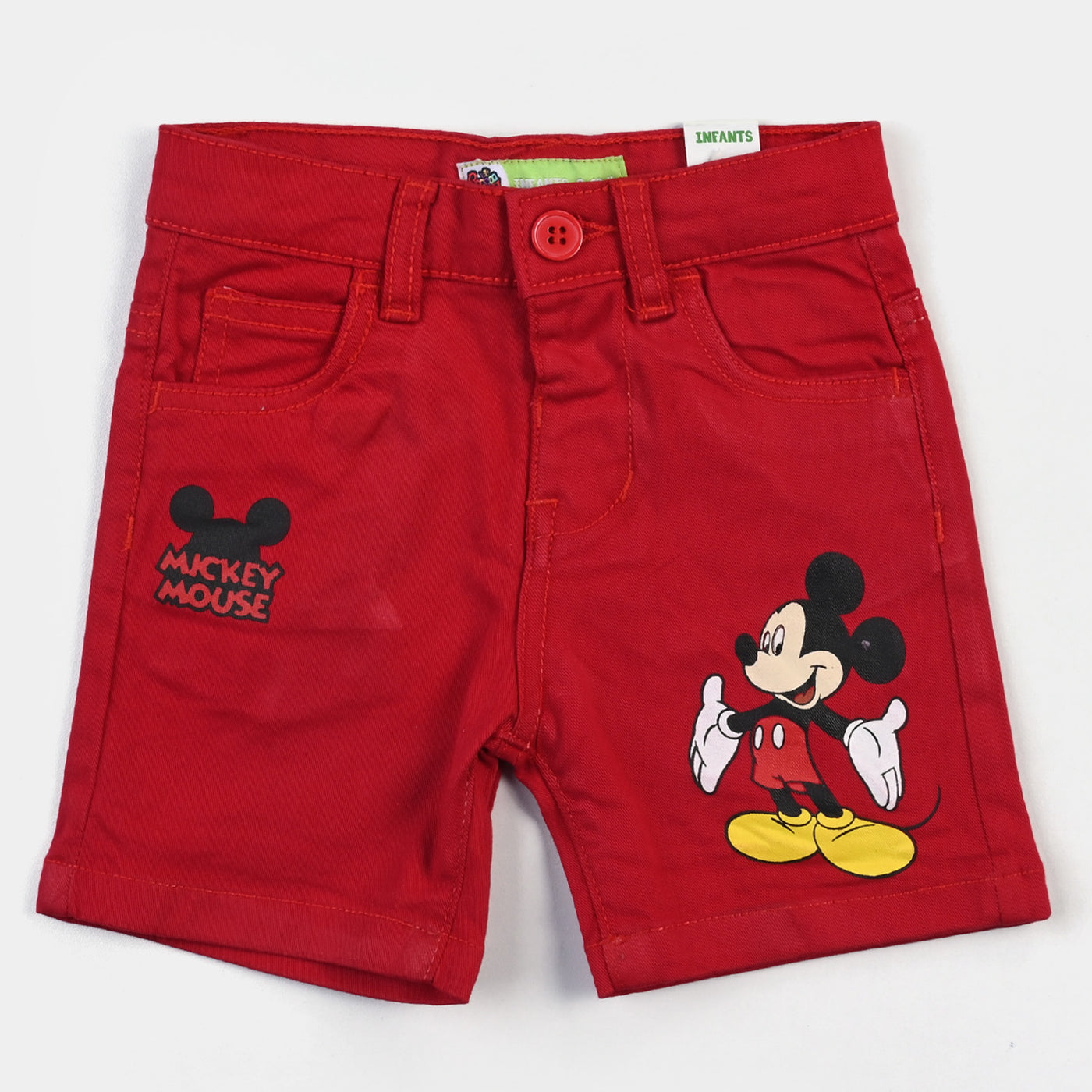 Infant Boys Cotton Twill Short Mickey-Red