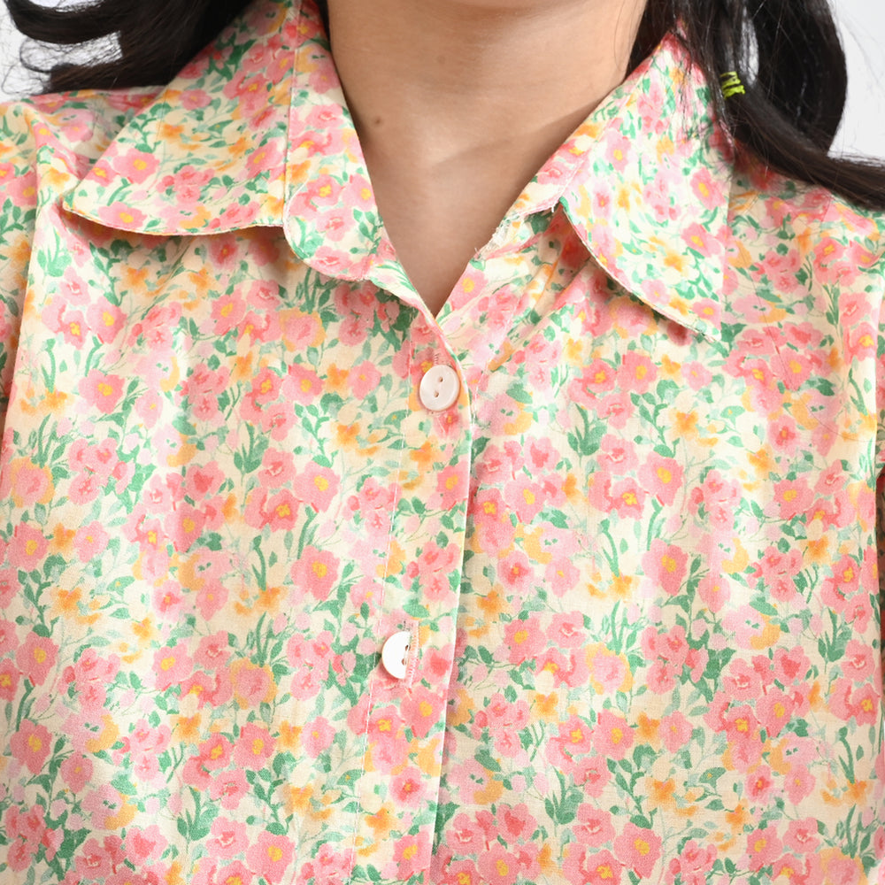 Girls Cotton Poplin Casual Top Baby Floral-Multi