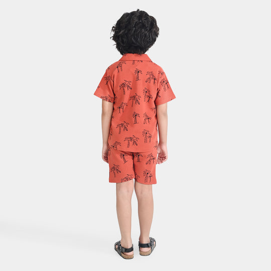 Boys Thermal 2 Piece Suit Palm Tree-Orange Rust